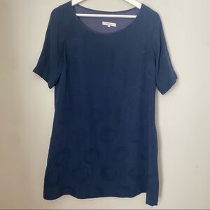 Nevenka Dress Navy Blue Embroidered Shift Crescent Moon